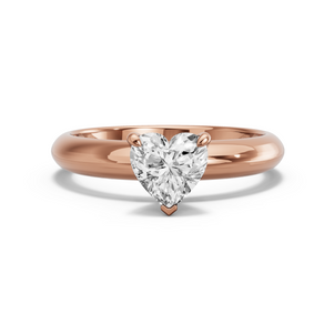 Image for Heart Four Prong Ring with Knife Edge Solitaire band in 18K Rose Gold