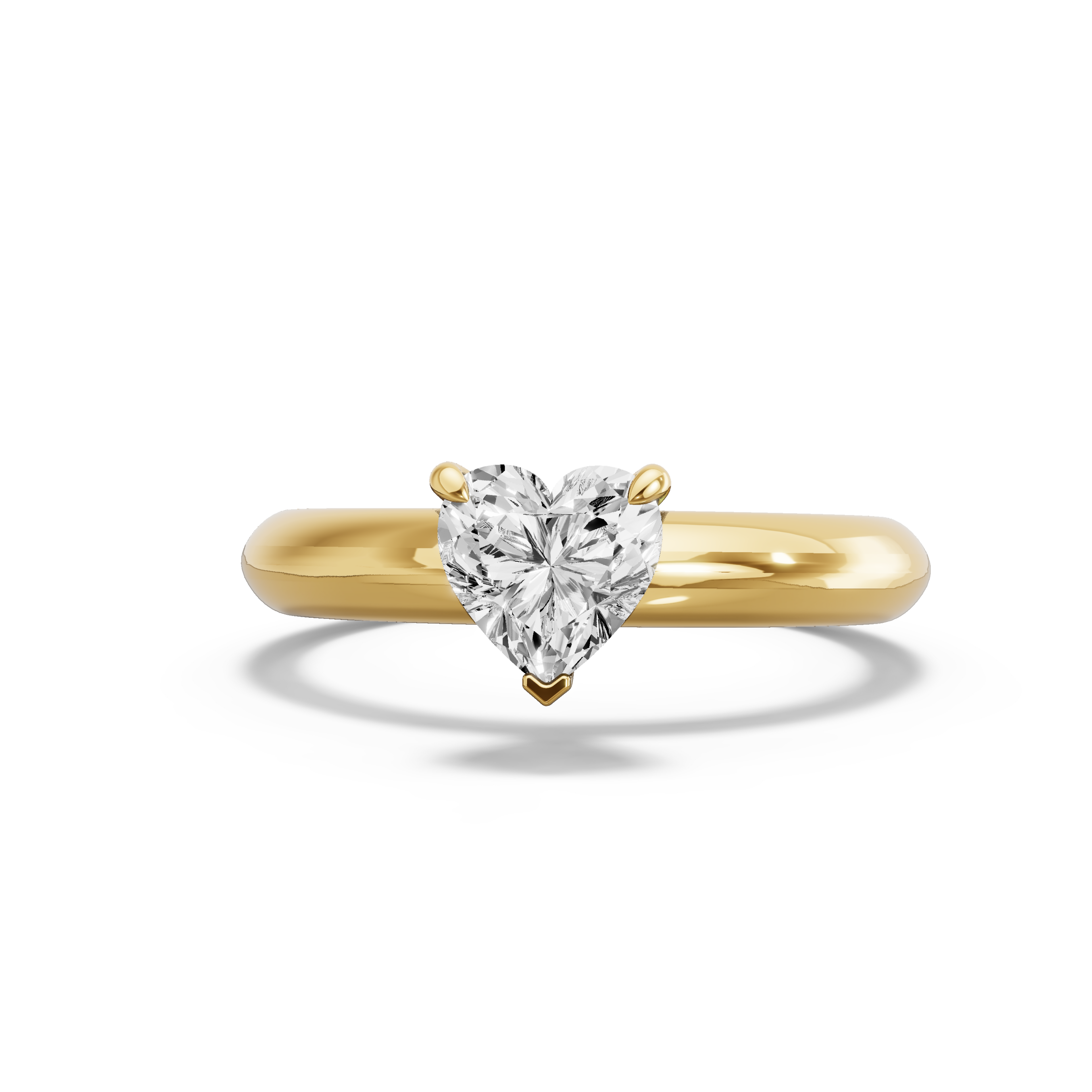 Image for heart-four-prong-ring-with-knife-edge-solitaire-band-in-10k-yellow-gold