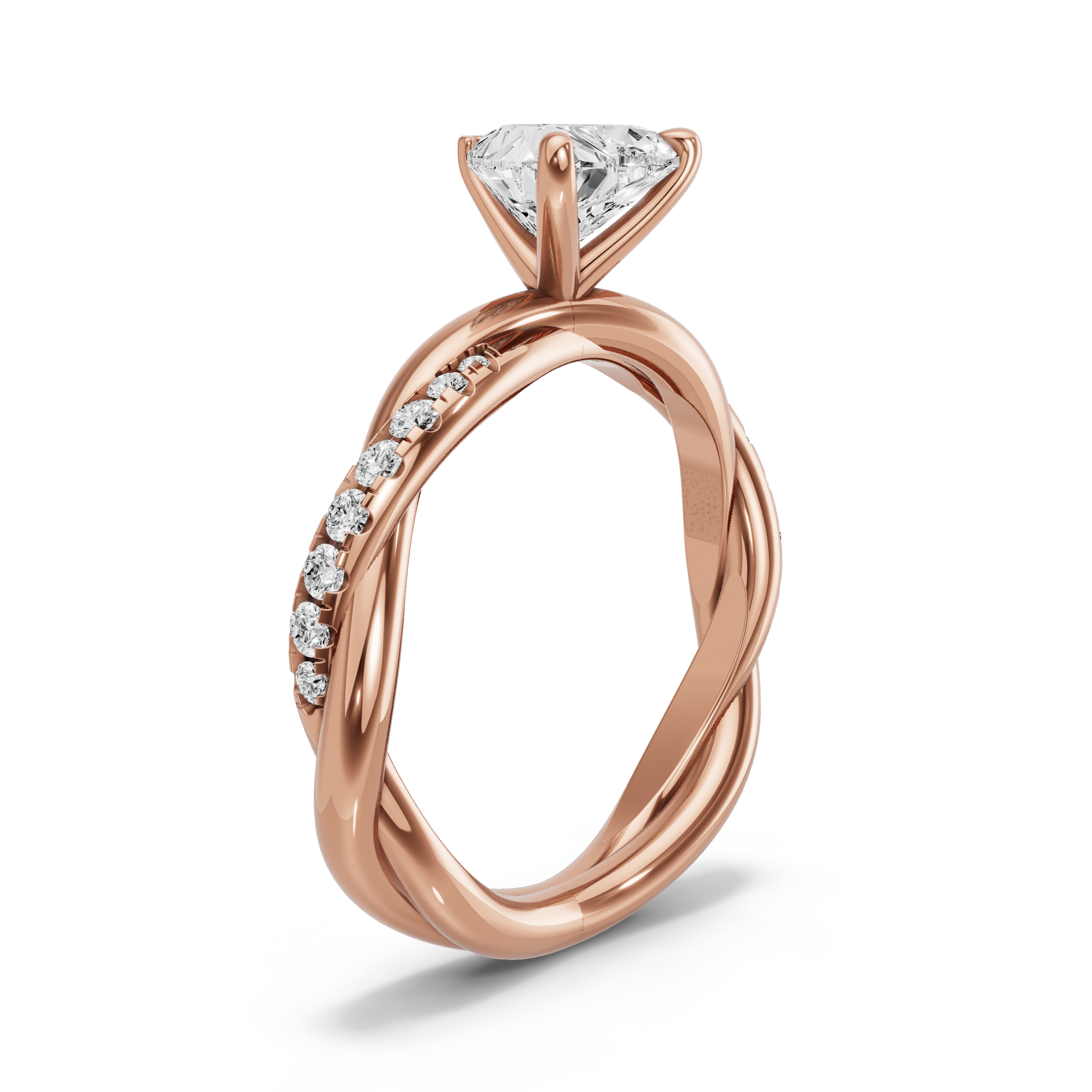 Image for heart-four-prong-ring-with-rope-pave-band-in-14k-rose-gold