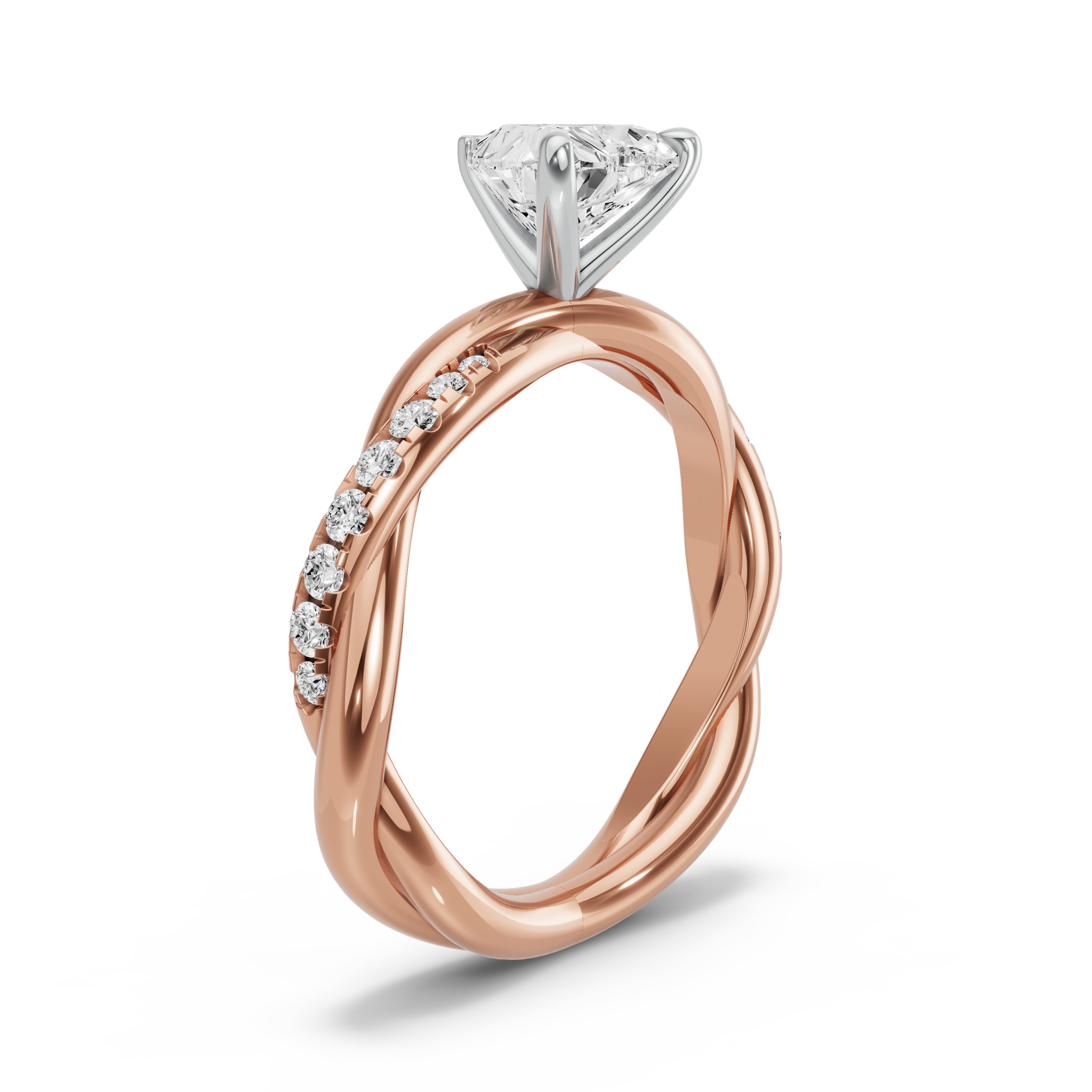 Image for heart-four-prong-ring-with-rope-pave-band-in-10k-two-tone-rose-gold