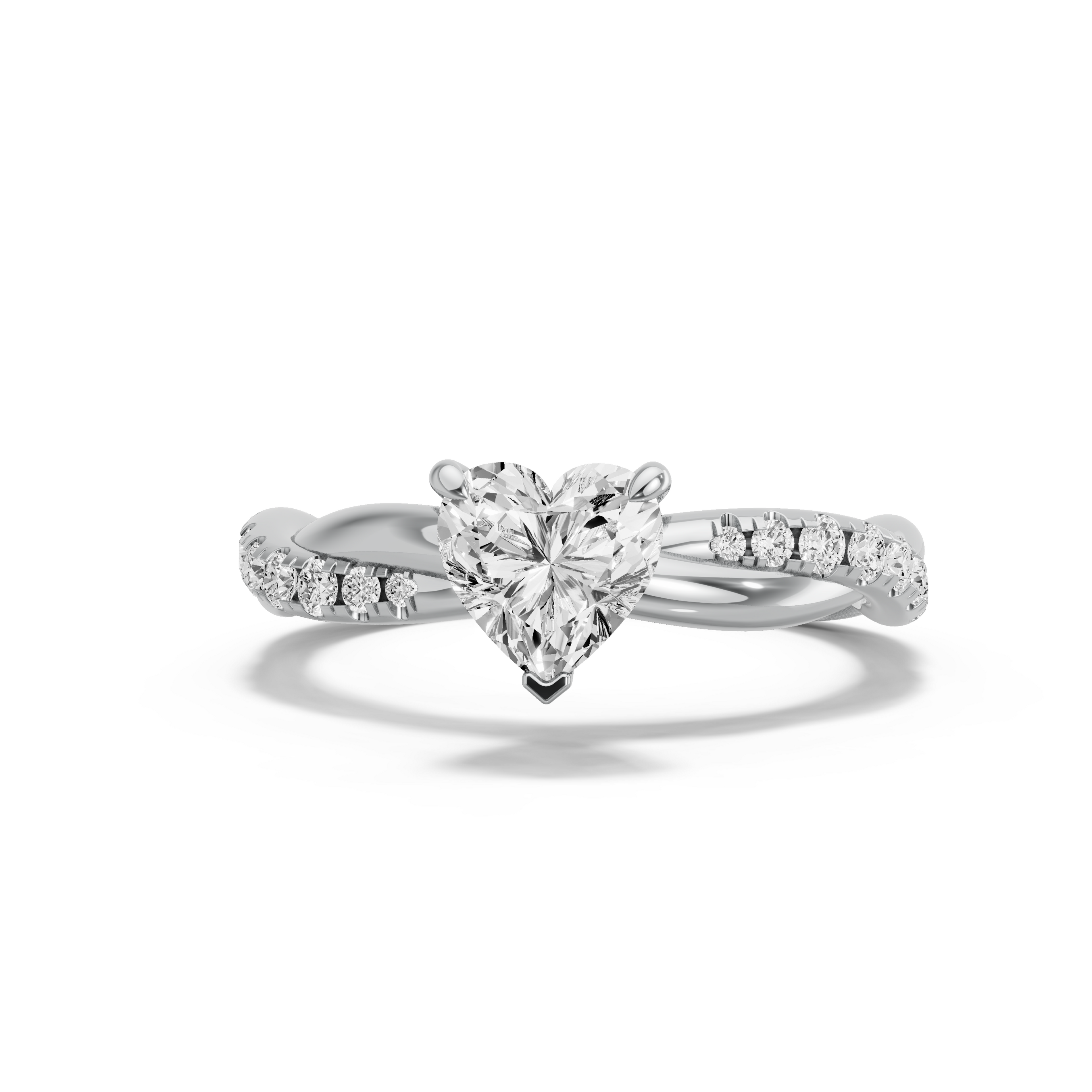 Image for heart-four-prong-ring-with-knife-edge-solitaire-band-in-10k-white-gold