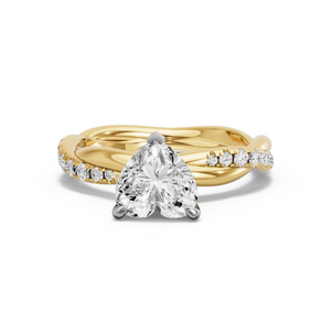 Image for Heart Four Prong Ring with Rope Pave band