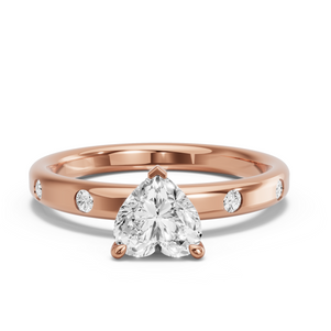 Image for Heart Four Prong Ring with Sleek Accent band