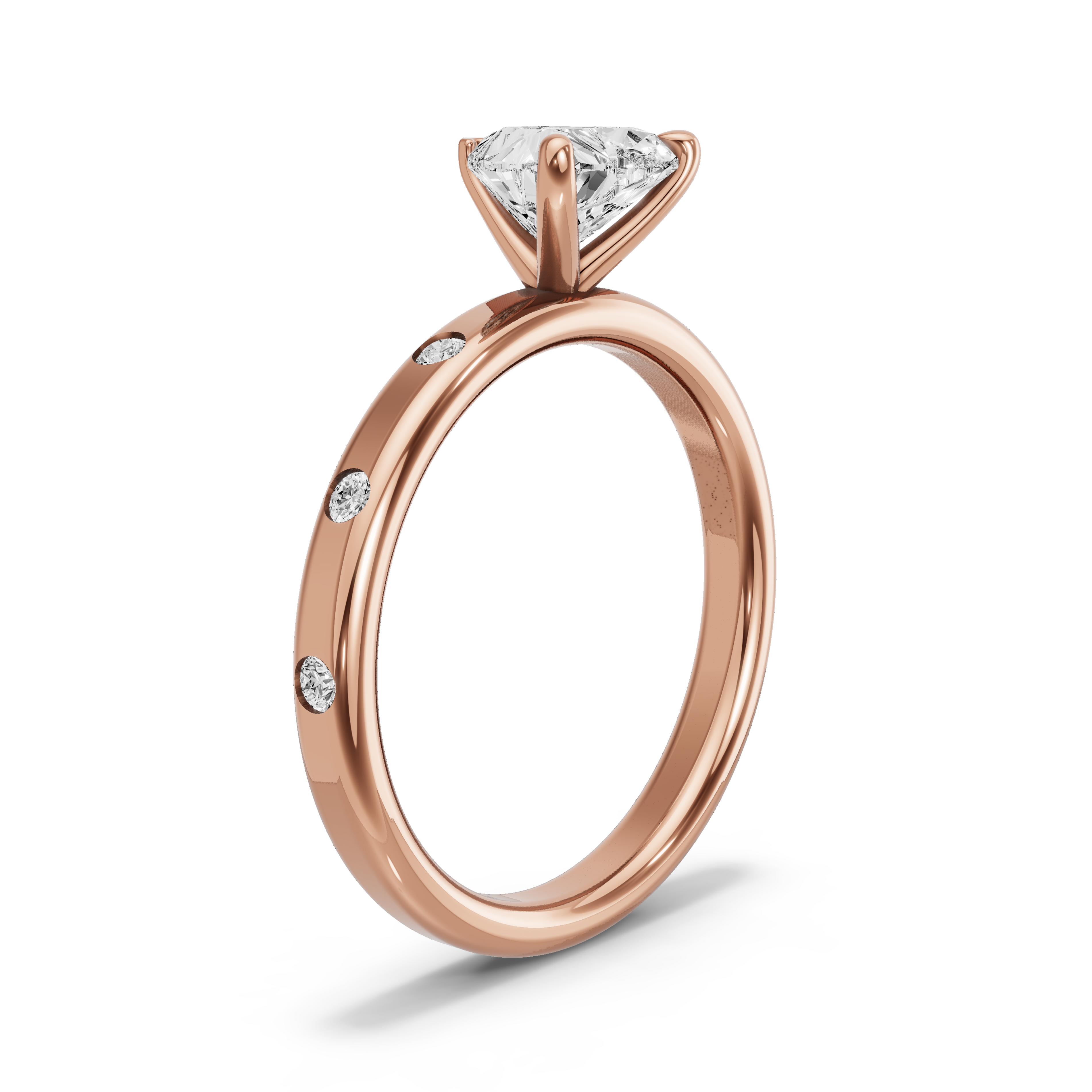 Image for heart-four-prong-ring-with-sleek-accent-band-in-10k-rose-gold