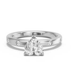 Image for Heart Four Prong Ring with Sleek Accent band