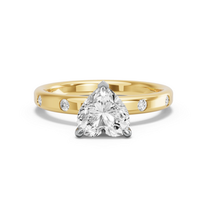 Image for Heart Four Prong Ring with Sleek Accent band
