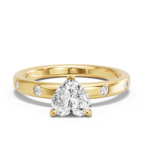 Image for Heart Four Prong Ring with Sleek Accent band
