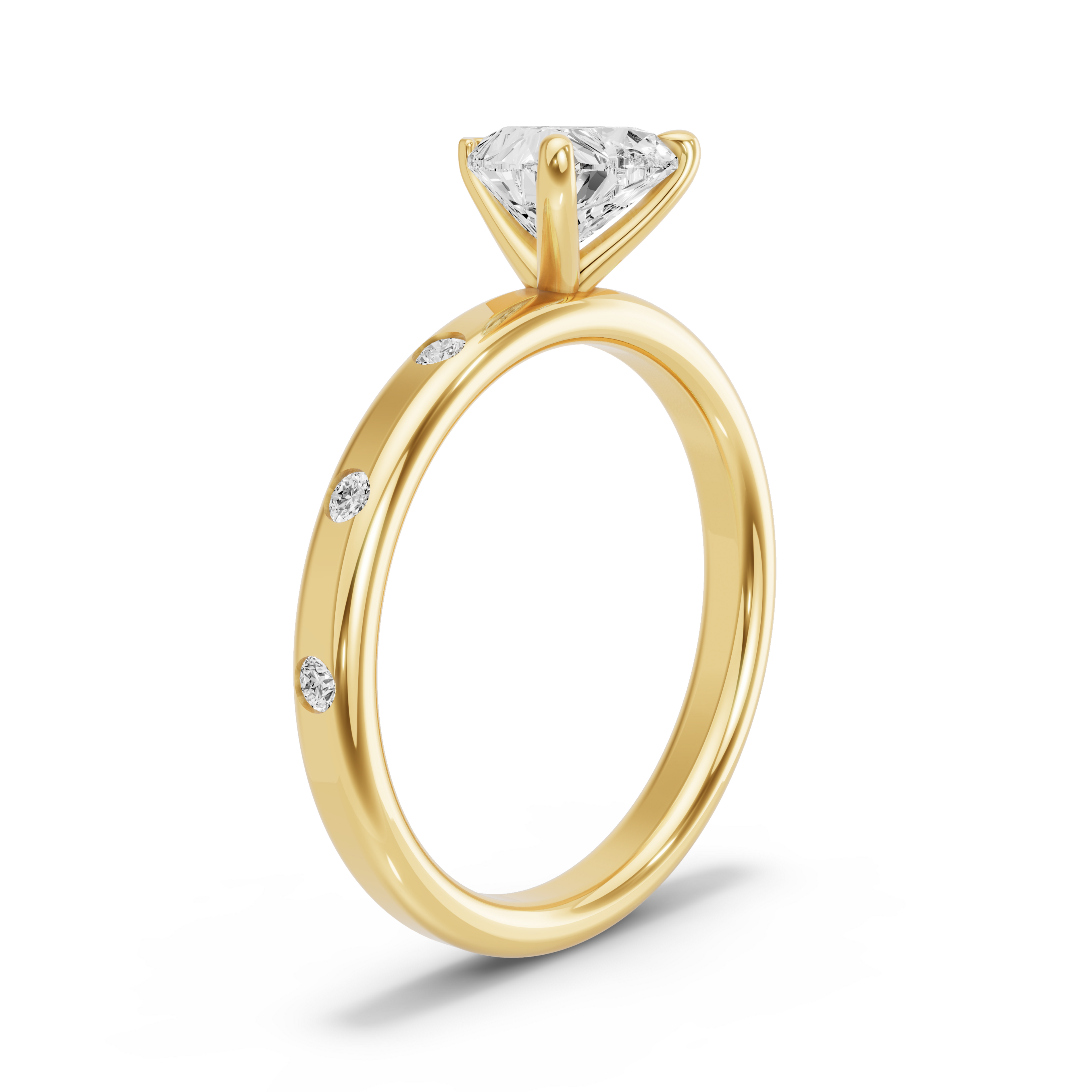 Image for heart-four-prong-ring-with-sleek-accent-band-in-18k-yellow-gold
