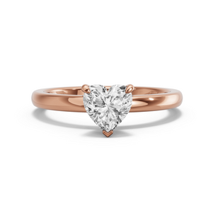 Image for Heart Four Prong Ring with Solitaire band in 18K Rose Gold