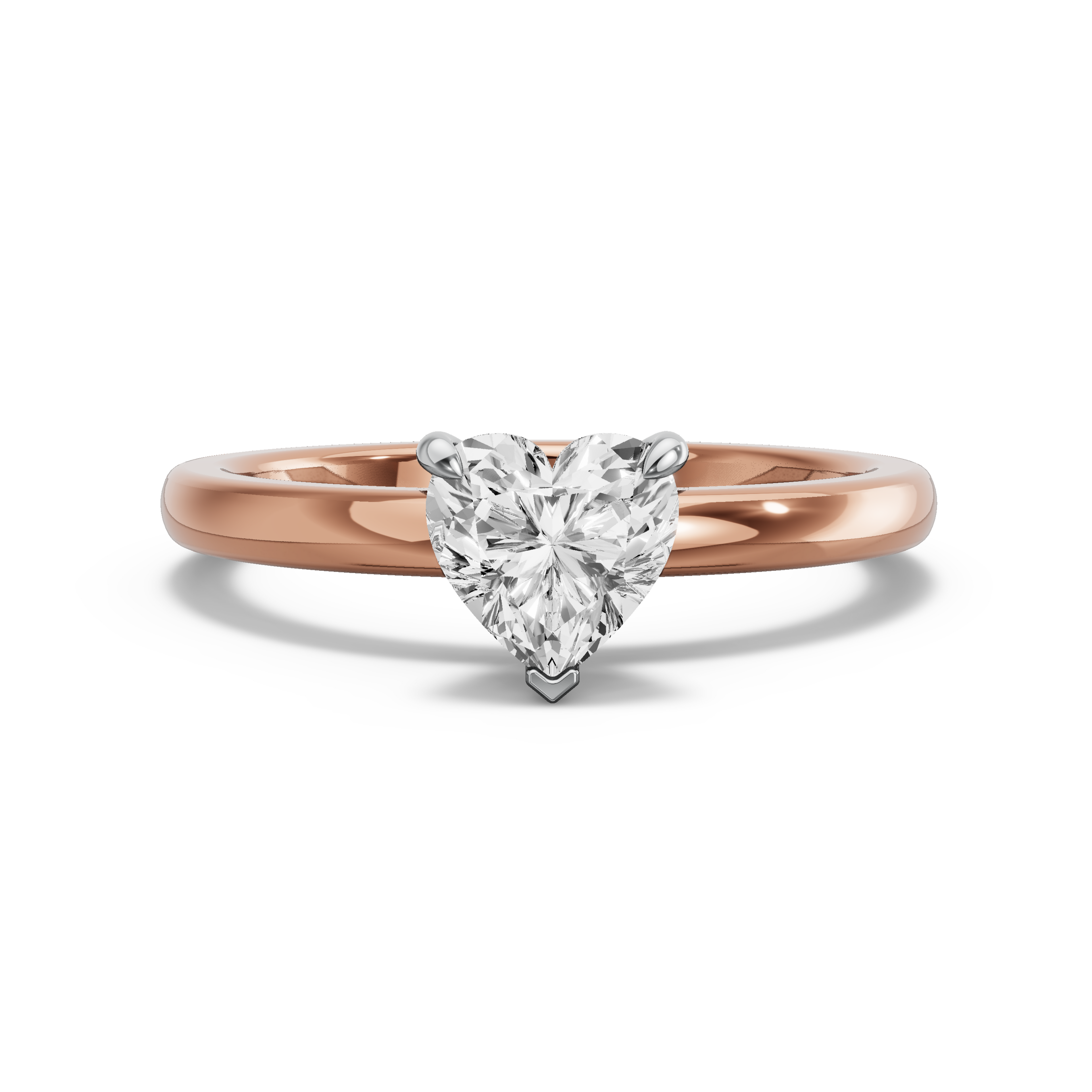 Image for Heart Four Prong Ring with Solitaire band in 18K Two Tone Rose Gold