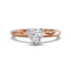 Image for Heart Four Prong Ring with Solitaire band in 14K Two Tone Rose Gold