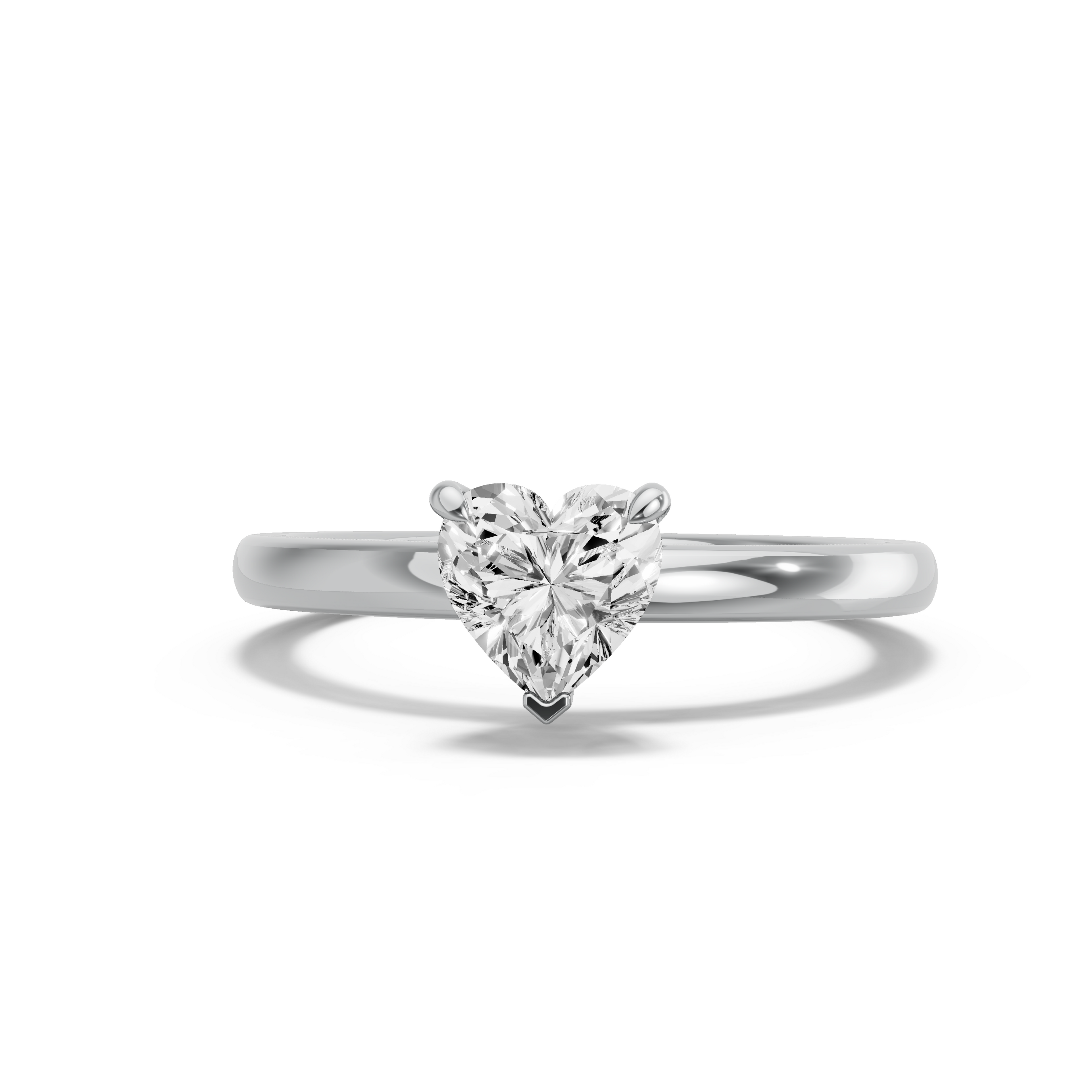 Image for heart-four-prong-ring-with-sleek-accent-band-in-10k-white-gold