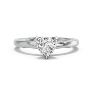 Image for Heart Four Prong Ring with Solitaire band in 14K White Gold