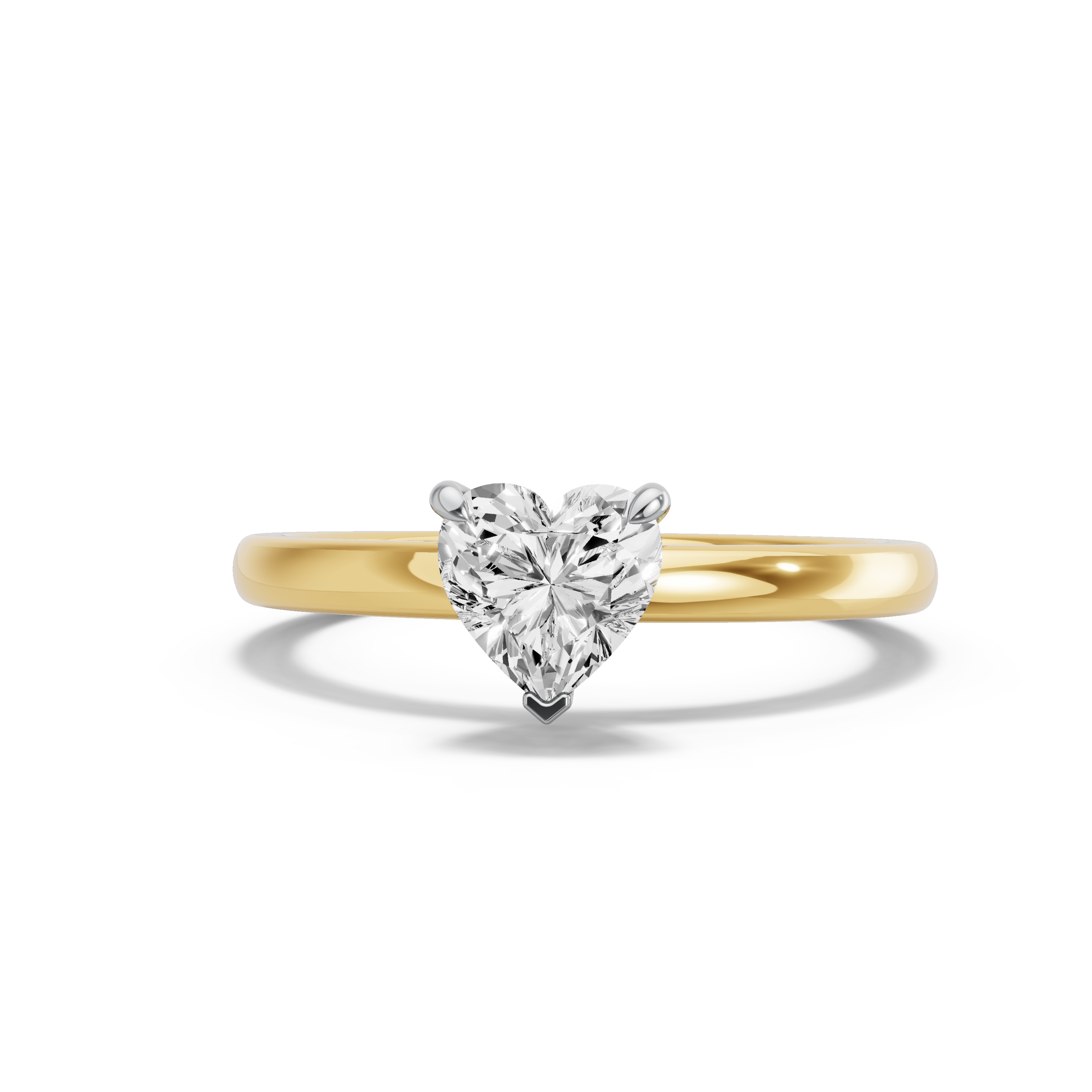 Image for heart-four-prong-ring-with-solitaire-band-in-10k-two-tone-yellow-gold