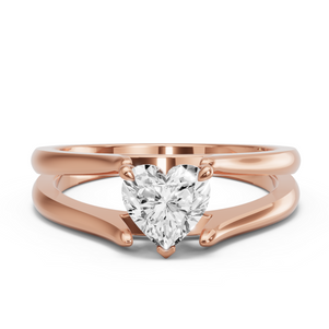 Image for Heart Four Prong Ring with Split Ring Solitaire band