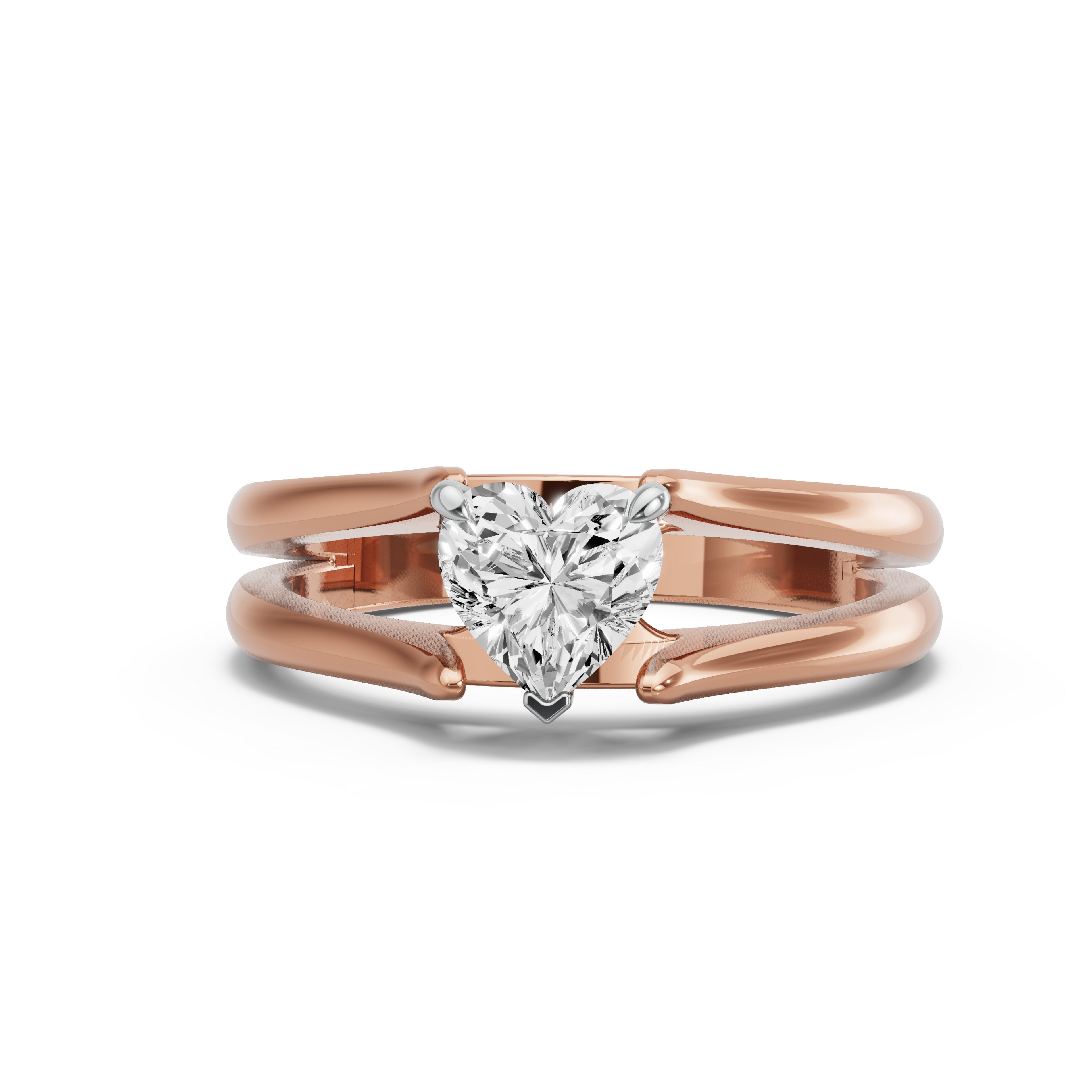 Image for heart-four-prong-ring-with-split-ring-solitaire-band-in-18k-two-tone-rose-gold
