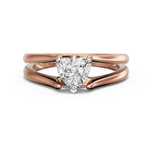 Image for Heart Four Prong Ring with Split Ring Solitaire band