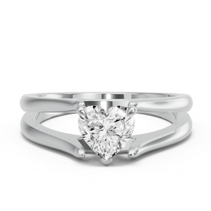 Image for Heart Four Prong Ring with Split Ring Solitaire band