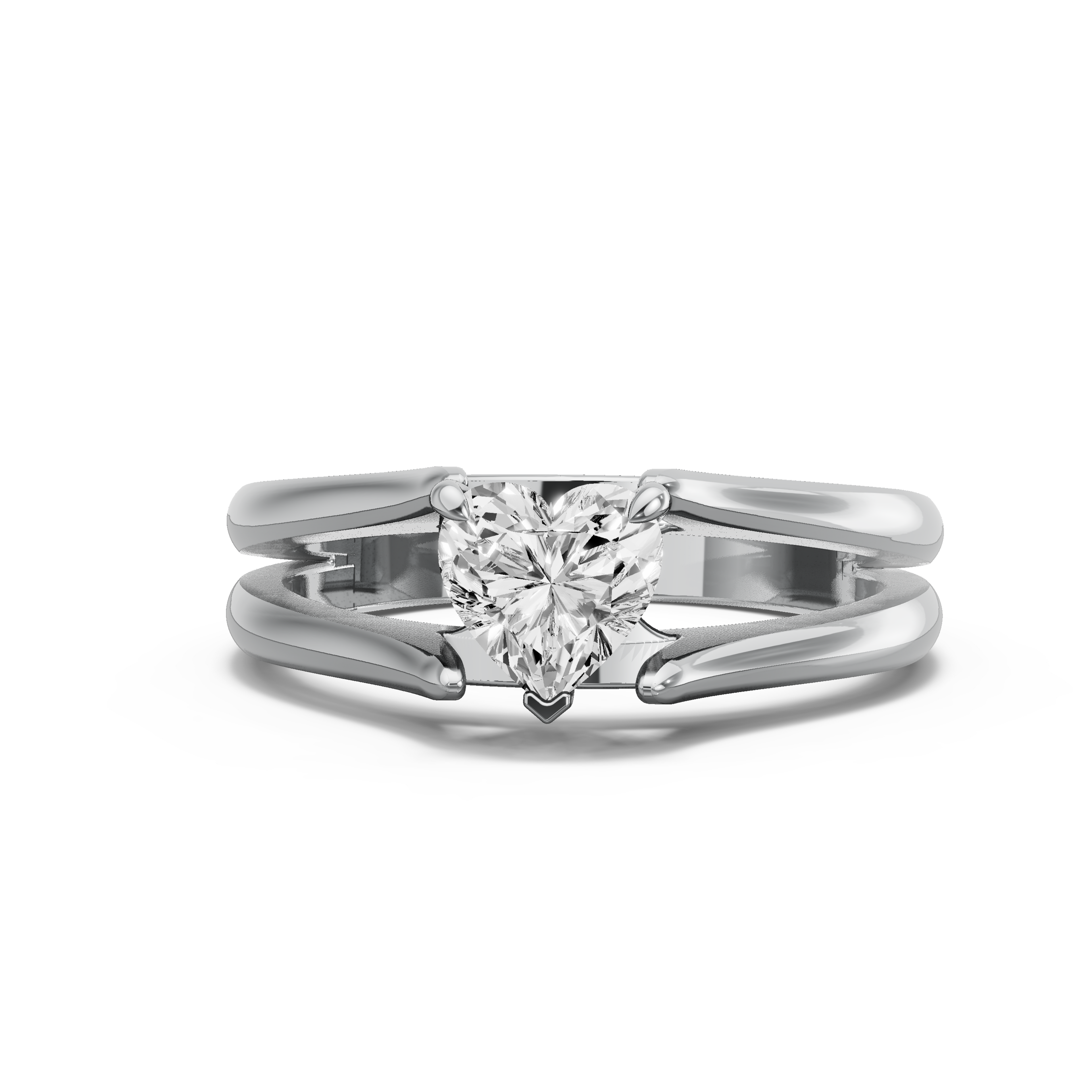 Image for heart-four-prong-ring-with-split-ring-solitaire-band-in-14k-white-gold