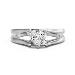 Image for Heart Four Prong Ring with Split Ring Solitaire band in 18K White Gold