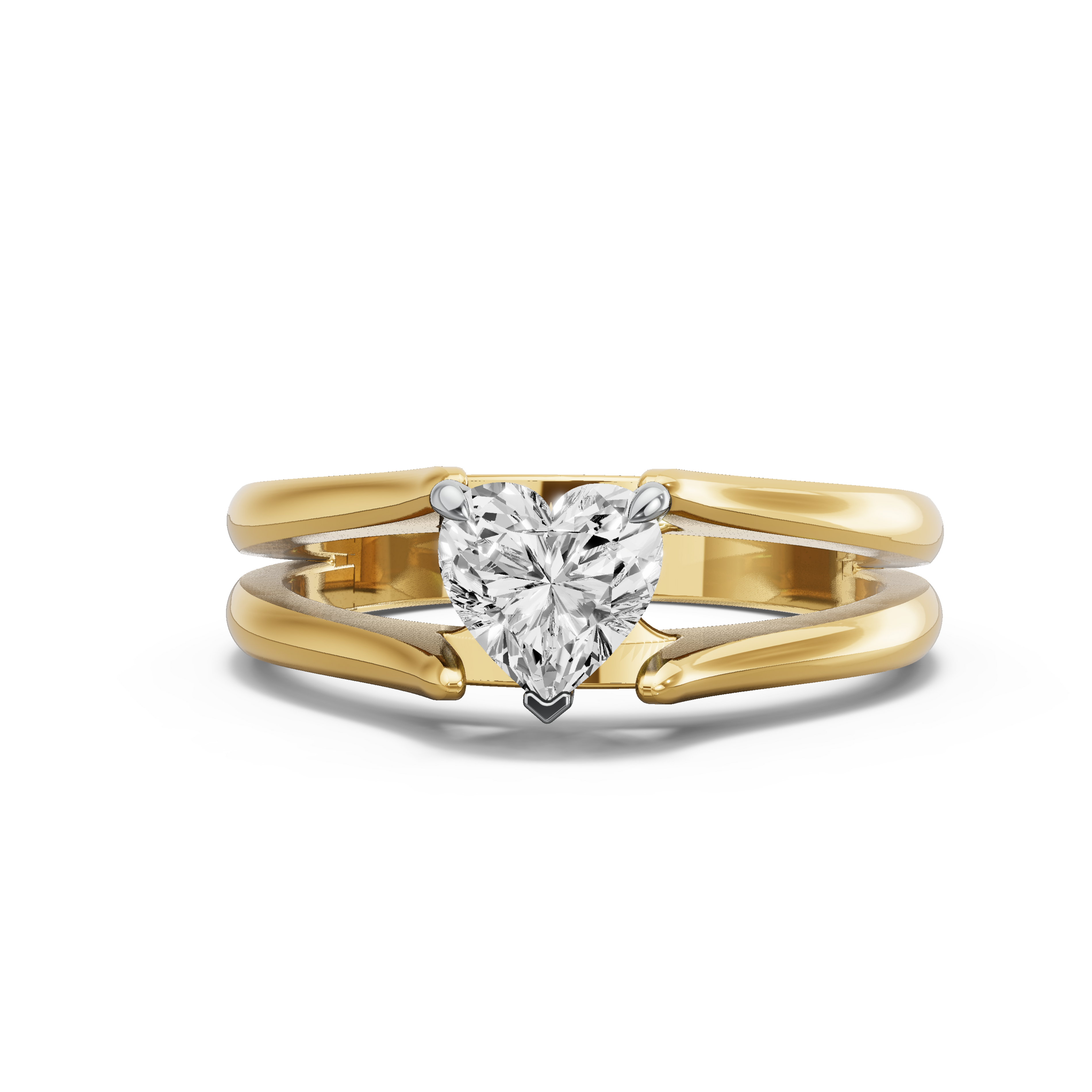 Image for heart-four-prong-ring-with-split-ring-solitaire-band-in-10k-two-tone-yellow-gold