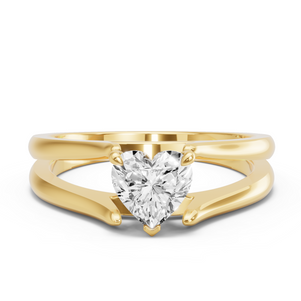 Image for Heart Four Prong Ring with Split Ring Solitaire band
