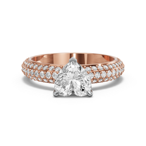 Image for Heart Four Prong Ring with Triple Row Pave band