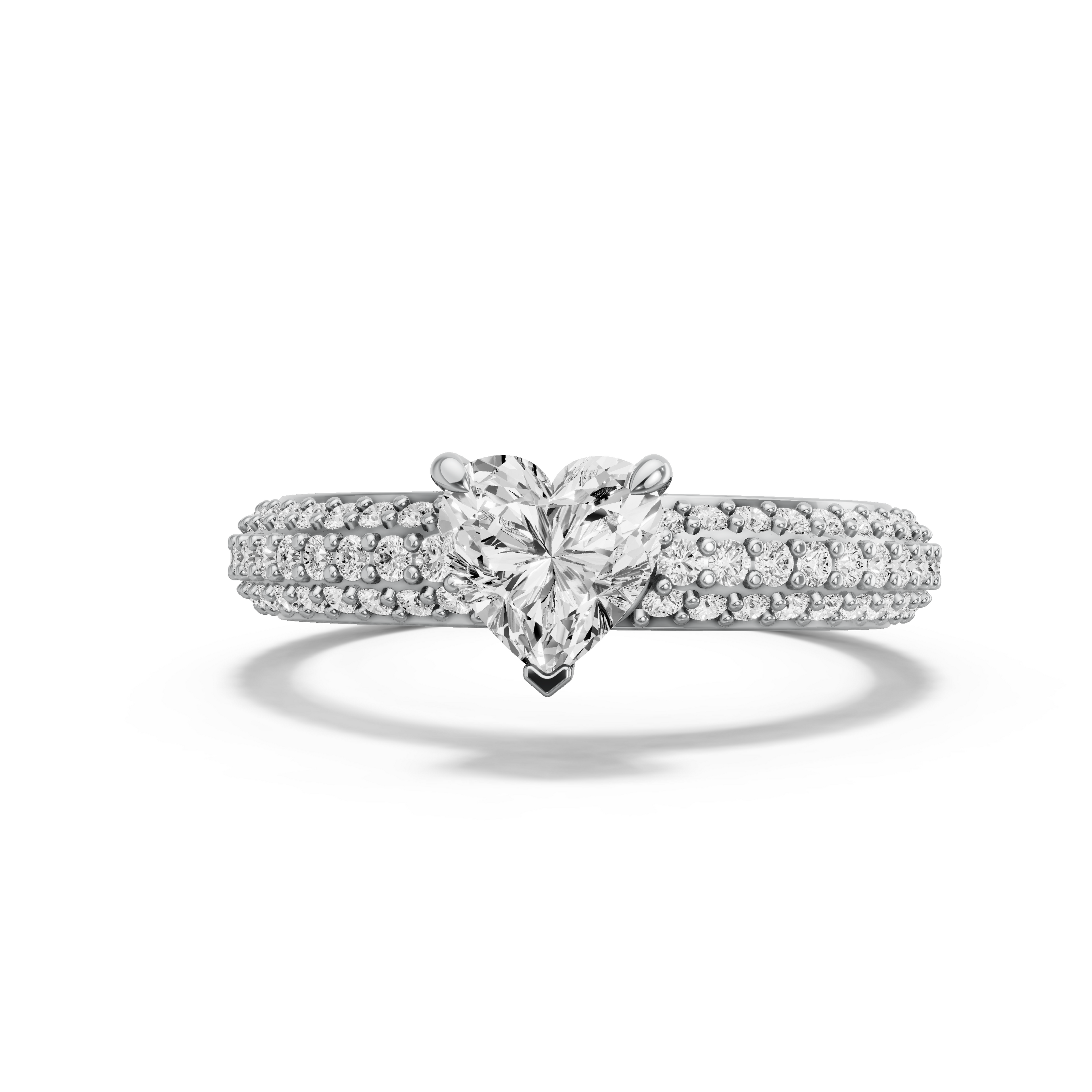 Image for heart-four-prong-ring-with-triple-row-pave-band-in-950-platinum