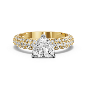 Image for Heart Four Prong Ring with Triple Row Pave band