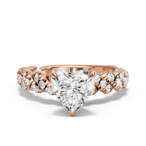 Image for Heart Four Prong Ring with Twist Pave band