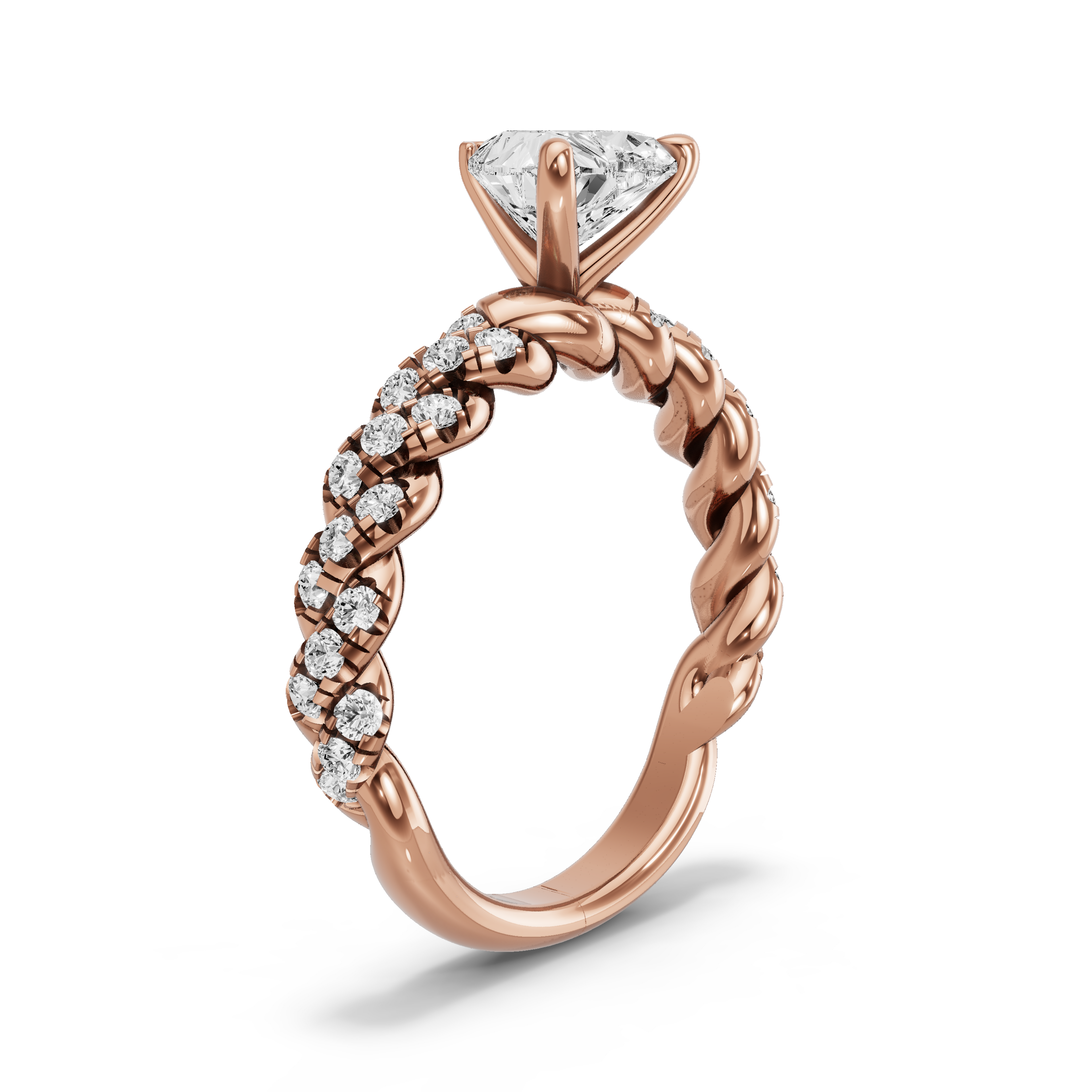 Image for heart-four-prong-ring-with-twist-pave-band-in-14k-rose-gold