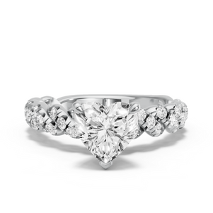 Image for Heart Four Prong Ring with Twist Pave band
