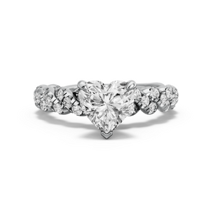 Image for Heart Four Prong Ring with Twist Pave band in 950 Platinum