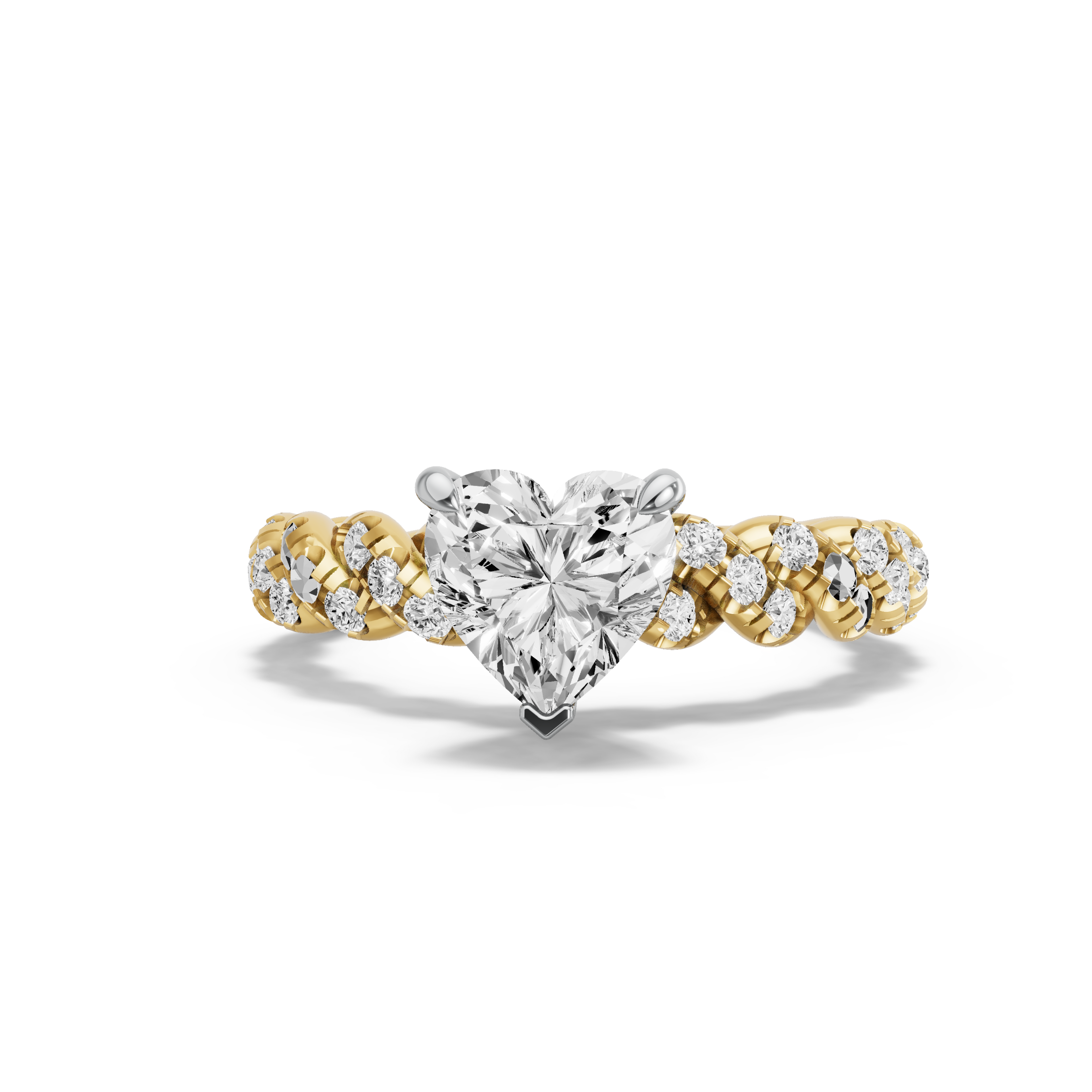 Image for heart-four-prong-ring-with-twist-pave-band-in-18k-two-tone-yellow-gold