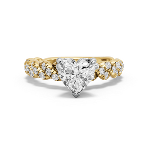 Image for Heart Four Prong Ring with Twist Pave band