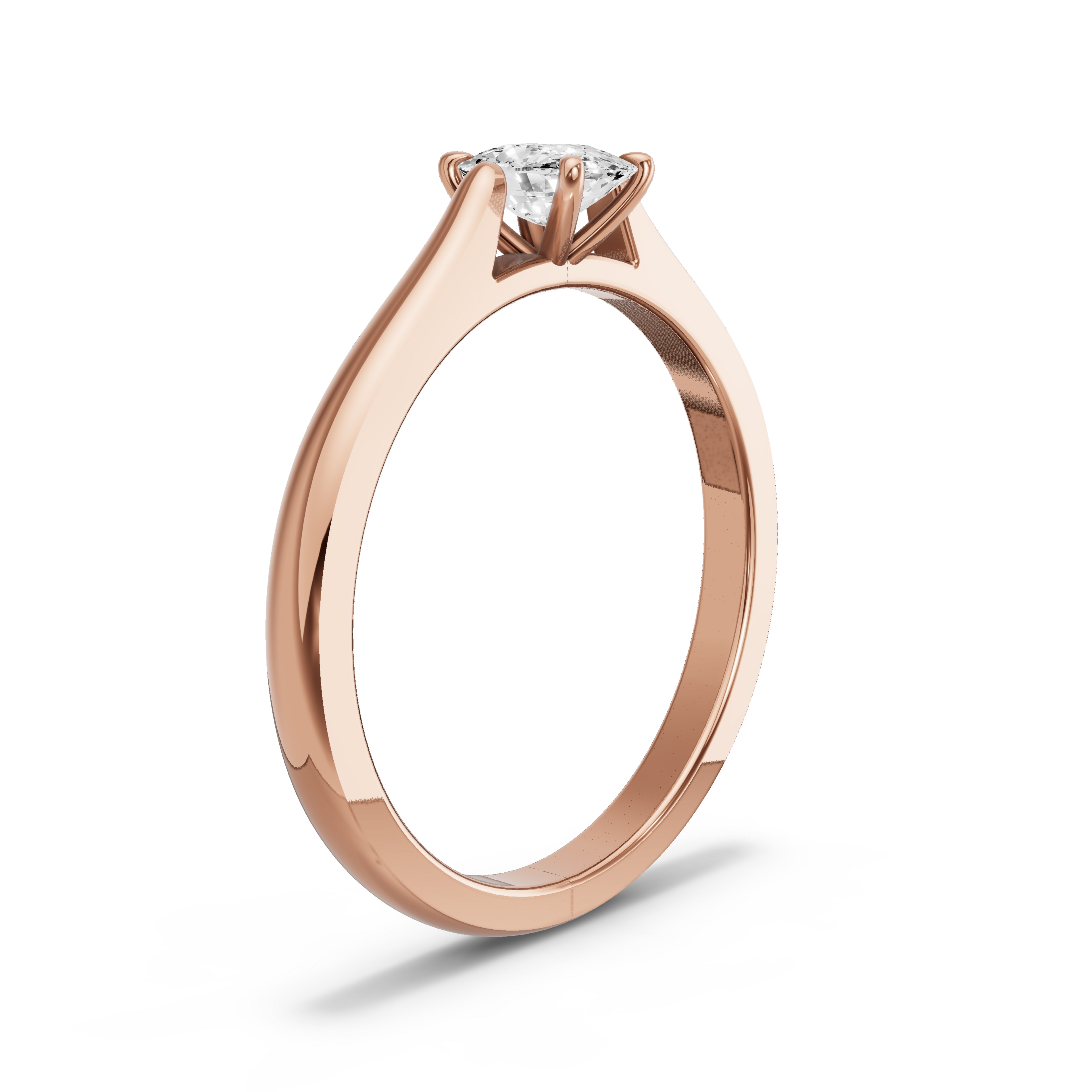 Image for Cushion Four Prong Ring with Knife Edge Cathedral band in 10K Rose Gold