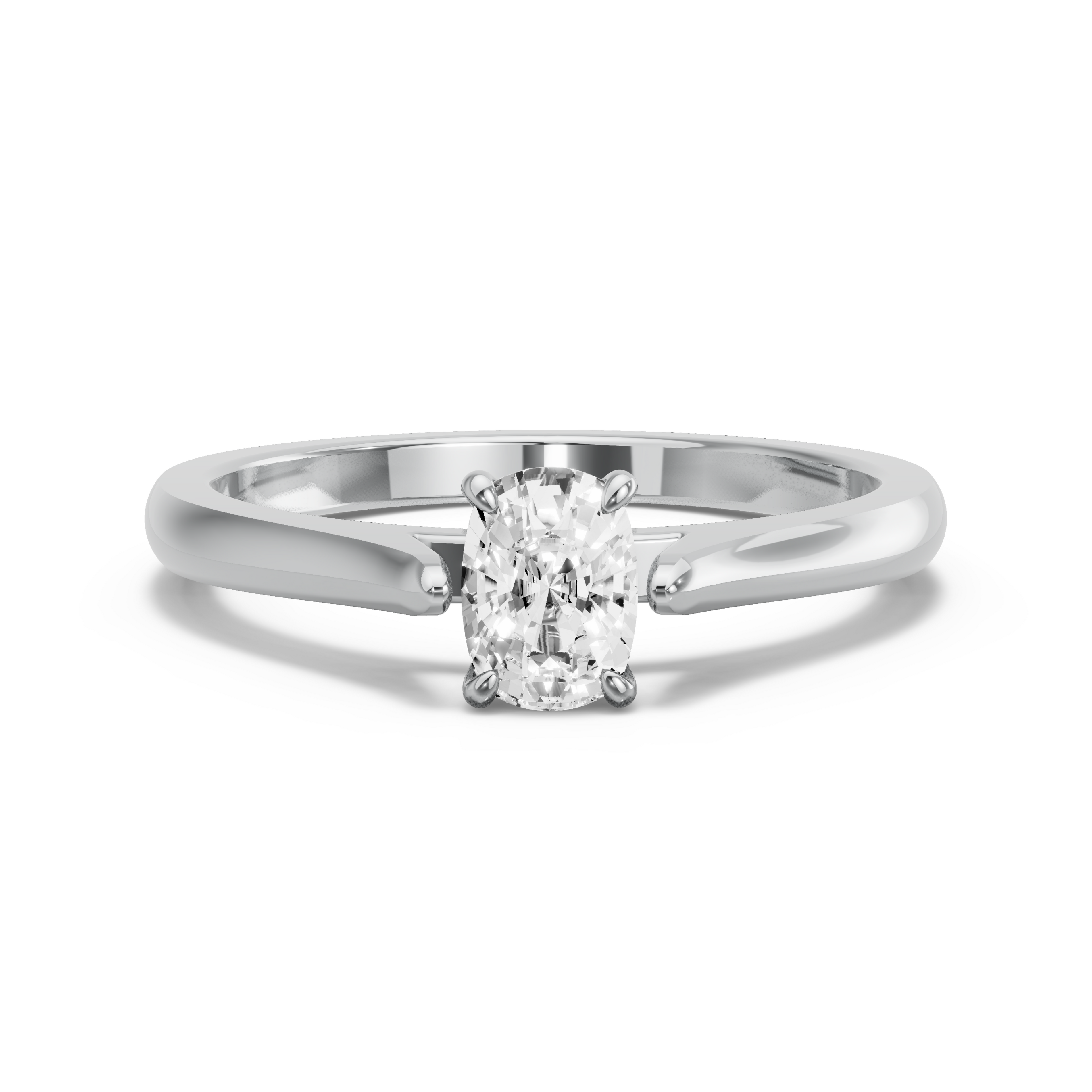 Image for Cushion Four Prong Ring with Knife Edge Cathedral band in 18K White Gold