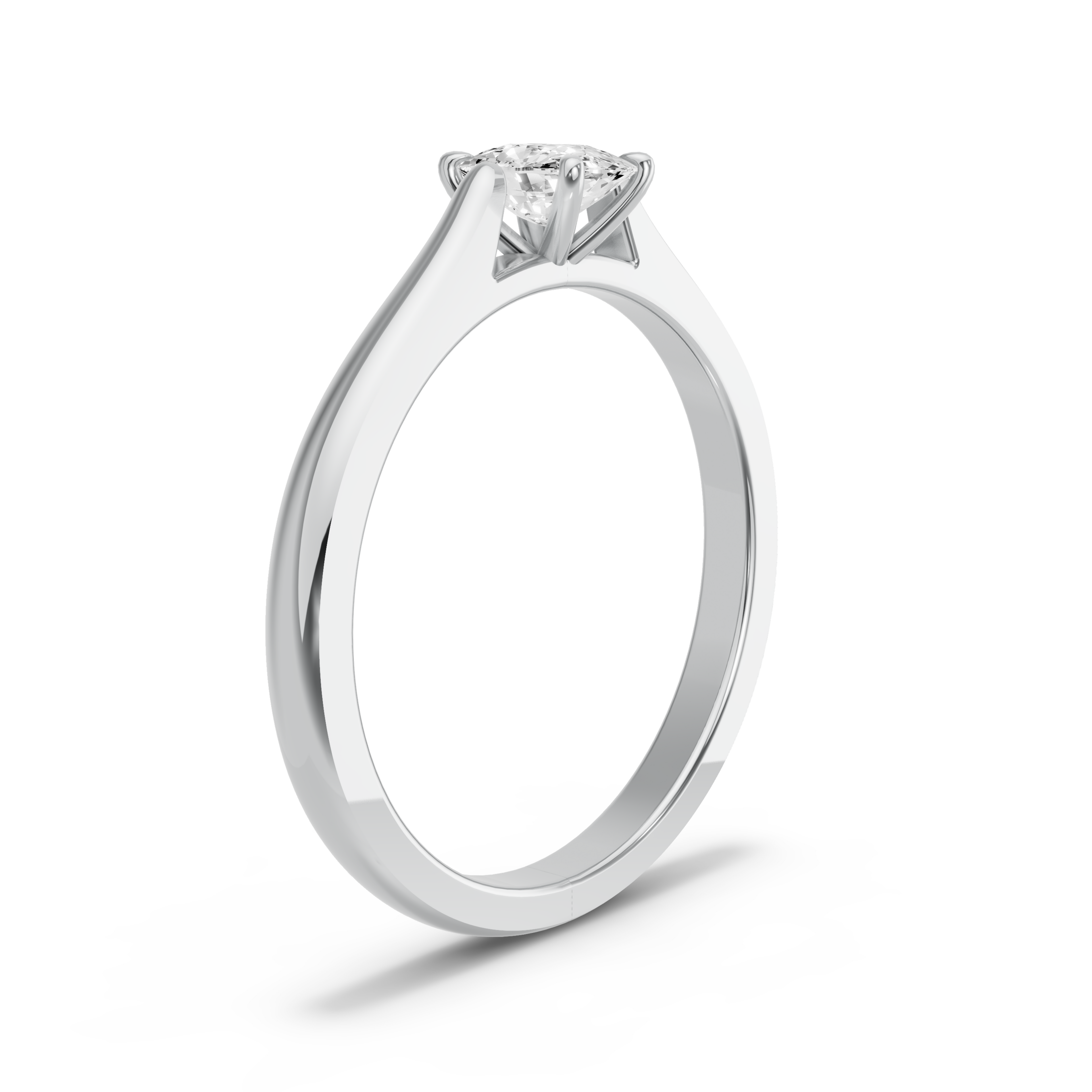 Image for Cushion Four Prong Ring with Knife Edge Cathedral band in 10K White Gold