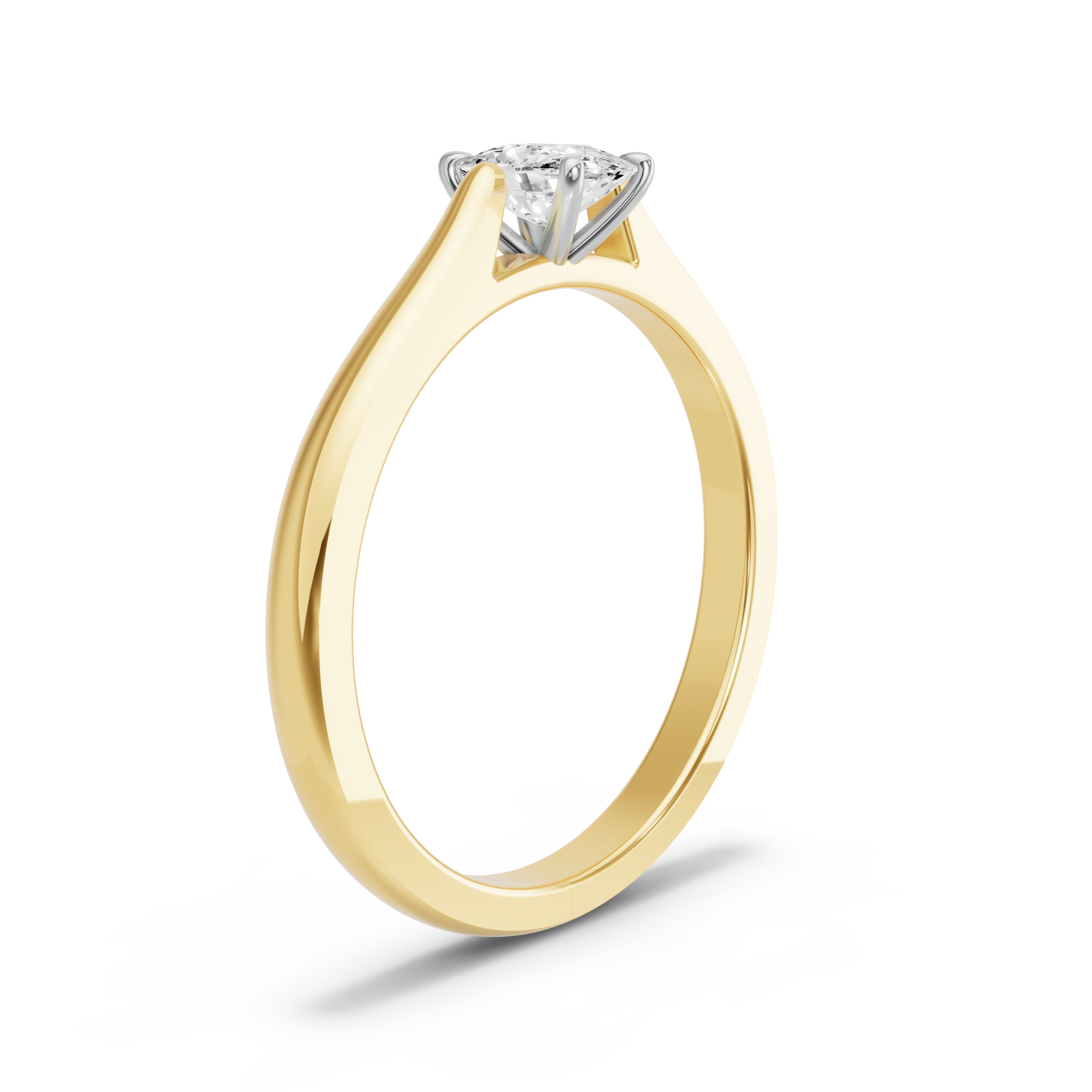 Image for Cushion Four Prong Ring with Knife Edge Cathedral band in 14K Two Tone Yellow Gold