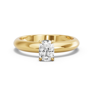 Image for Cushion Four Prong Ring with Knife Edge Solitaire band in 10K Yellow Gold