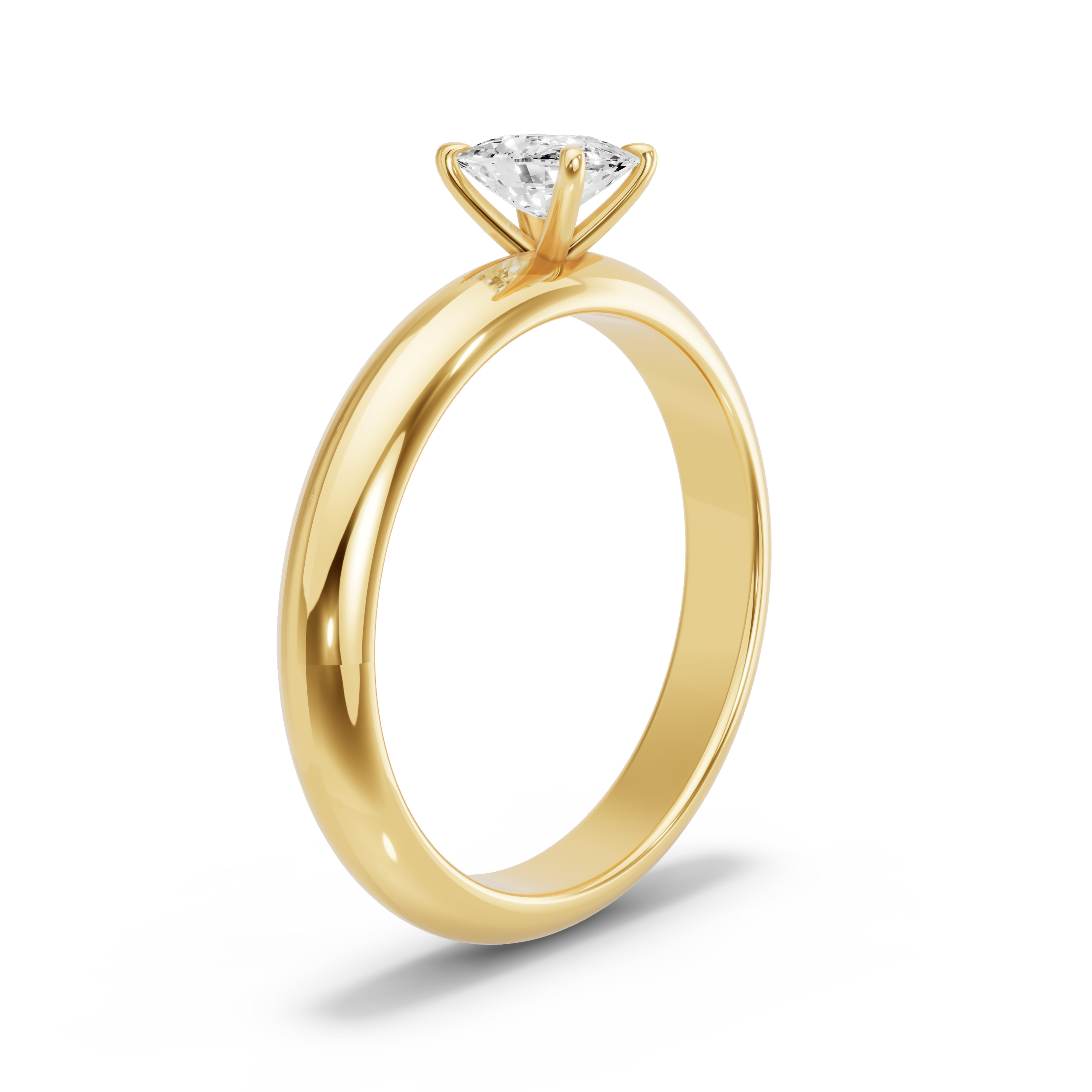 Image for Cushion Four Prong Ring with Knife Edge Solitaire band in 10K Yellow Gold