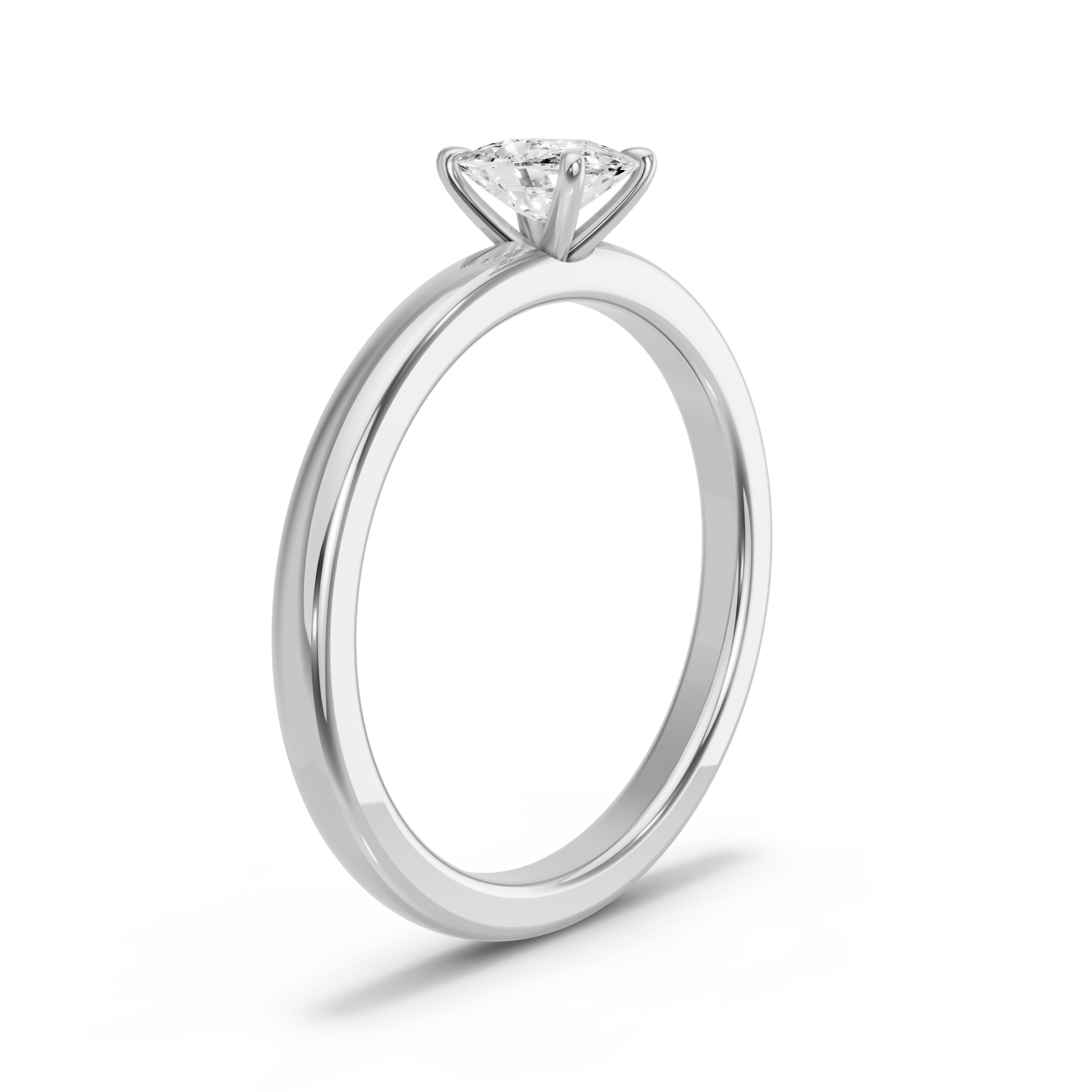 Image for Cushion Four Prong Ring with Solitaire band in 10K White Gold