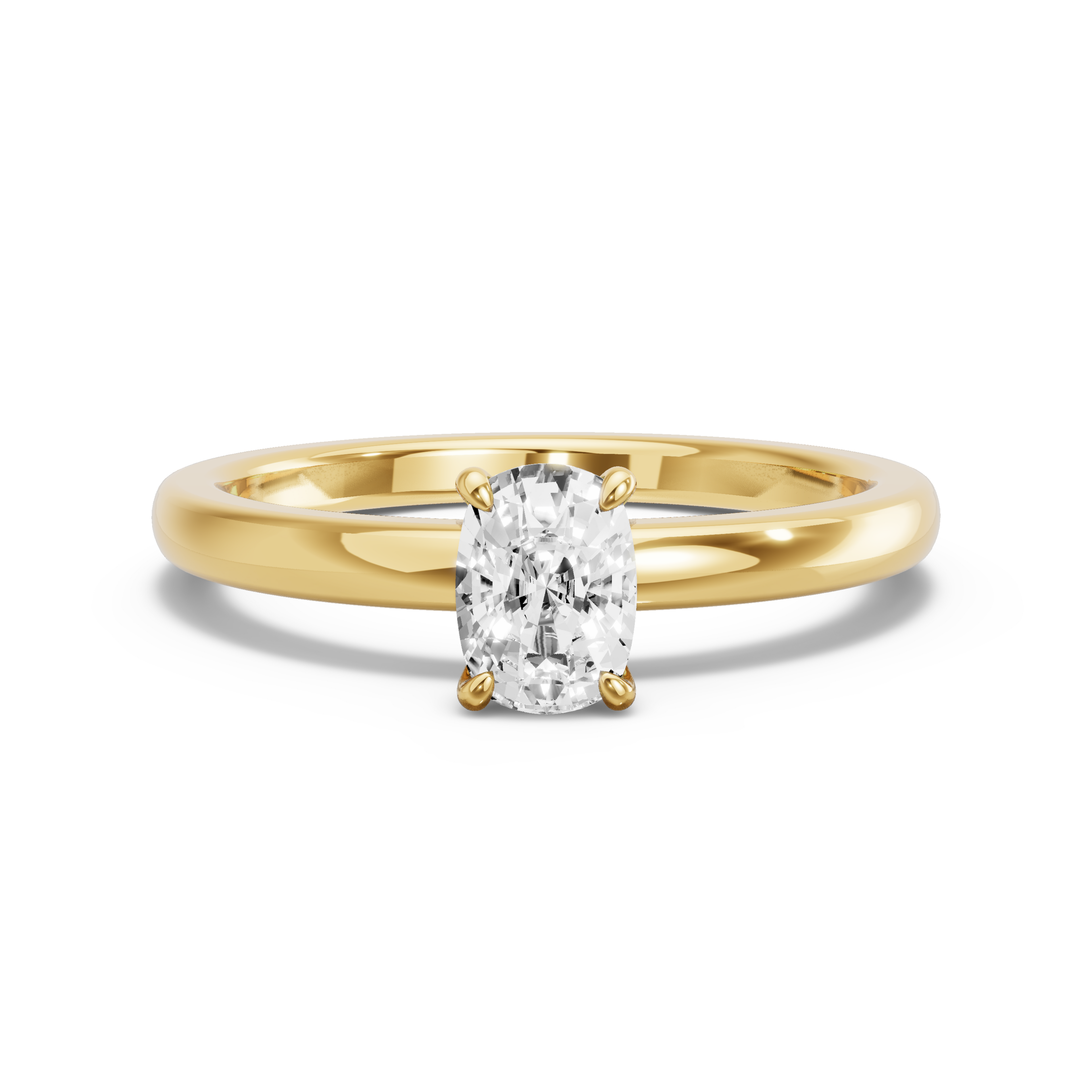 Image for Cushion Four Prong Ring with Solitaire band in 18K Yellow Gold