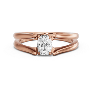 Image for Cushion Four Prong Ring with Split Ring Solitaire band in 10K Rose Gold
