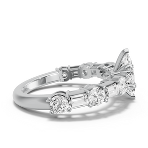 Image for Marquise Four Prong Ring with Alternating Baguette band