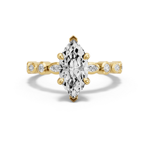 Image for Marquise Four Prong Ring with Alternating Marquise band in 14K Yellow Gold