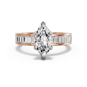 Image for Marquise Four Prong Ring with Baguette Channel band