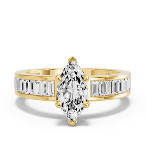 Image for Marquise Four Prong Ring with Baguette Channel band
