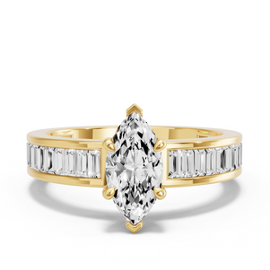Image for Marquise Four Prong Ring with Baguette Channel band