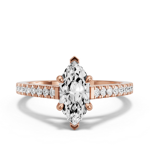 Image for Marquise Four Prong Ring with Cathedral Pave band